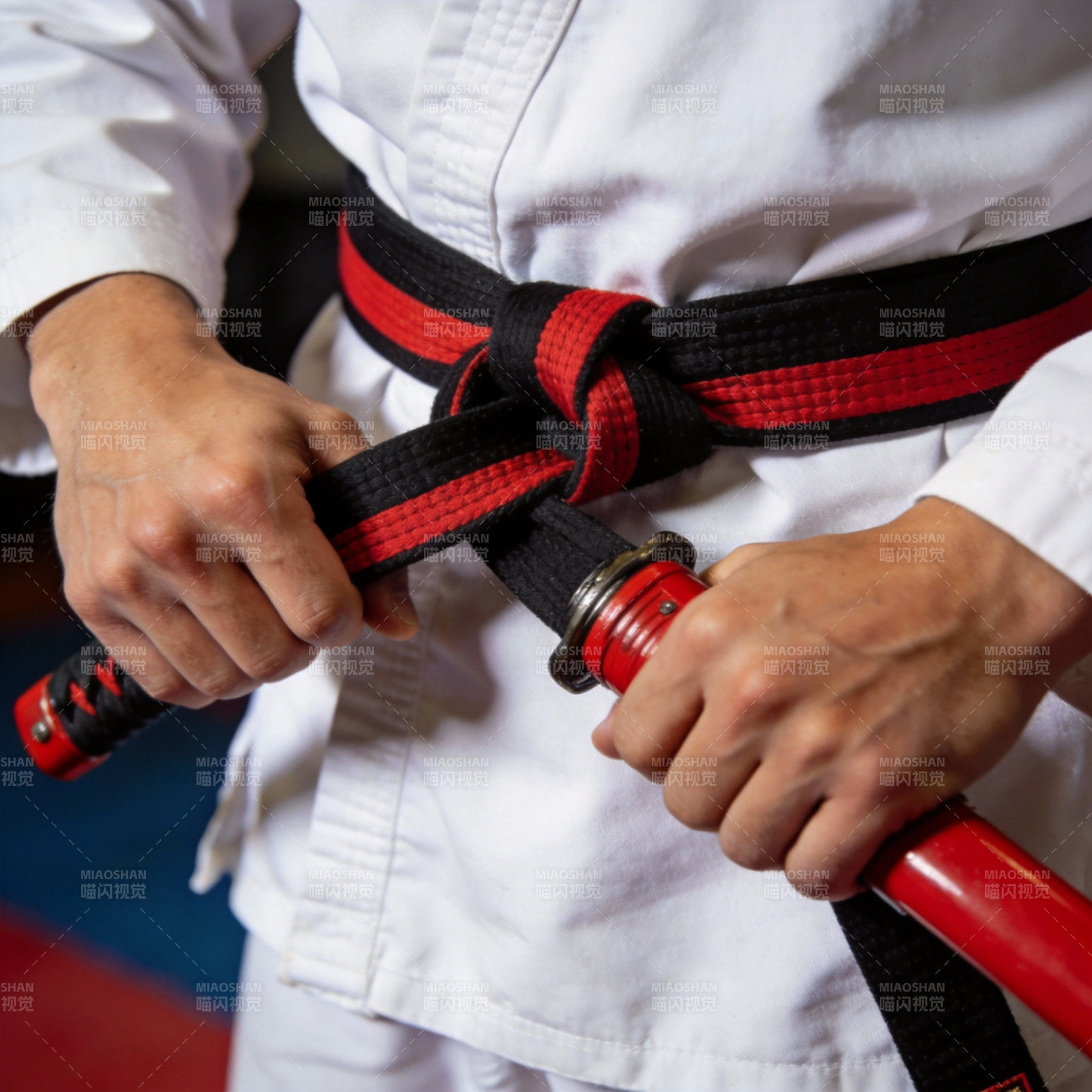 武术者系带持剑图片