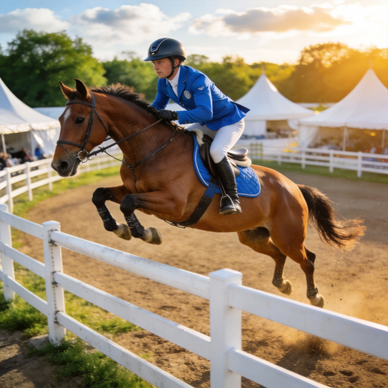 骏马飞跃赛场图片