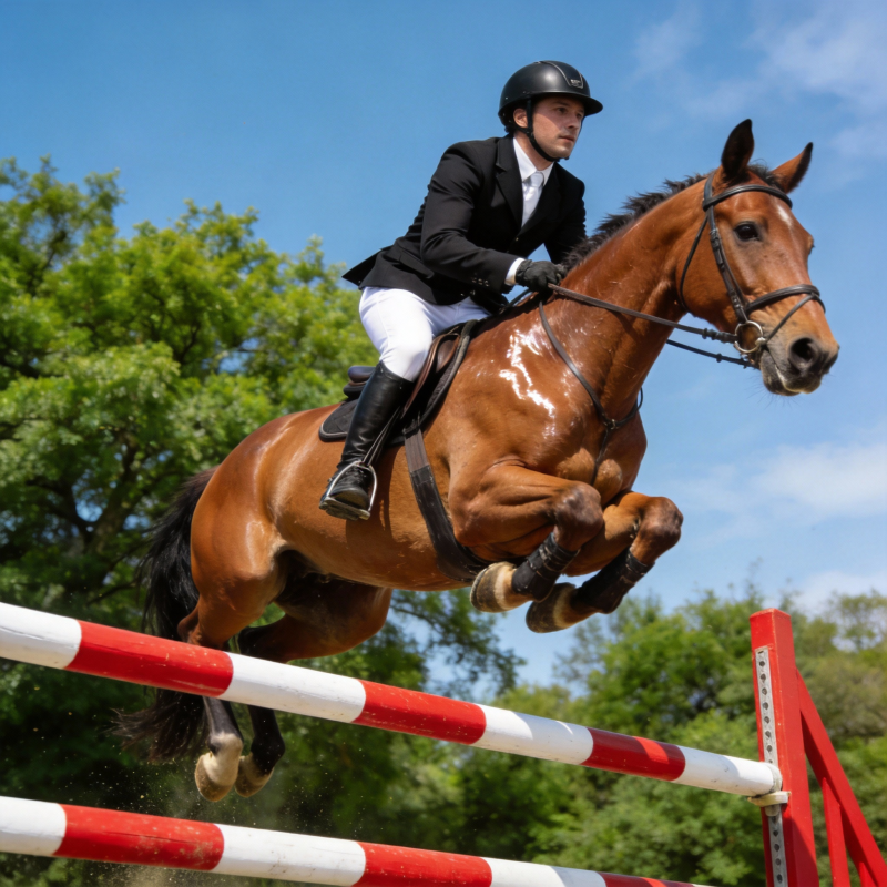 骏马飞跃障碍图片