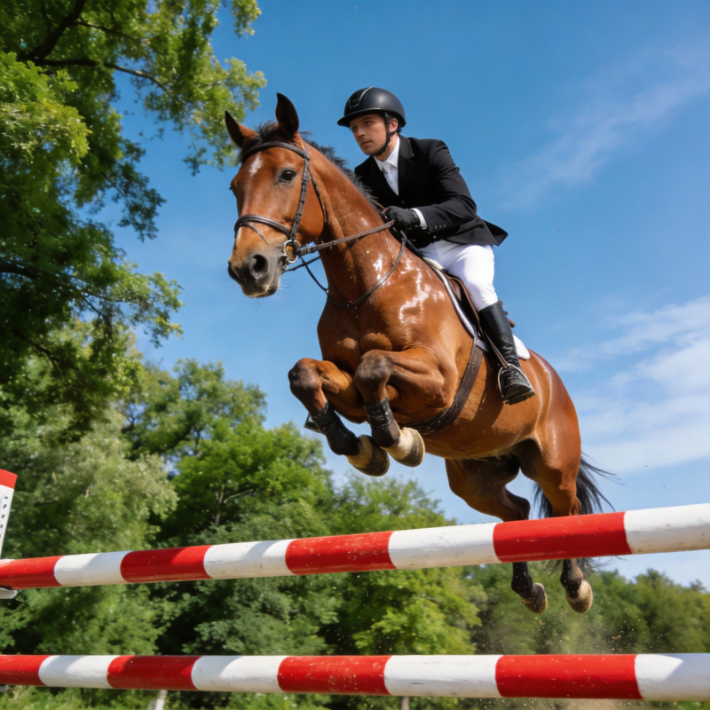 骏马飞跃障碍图片
