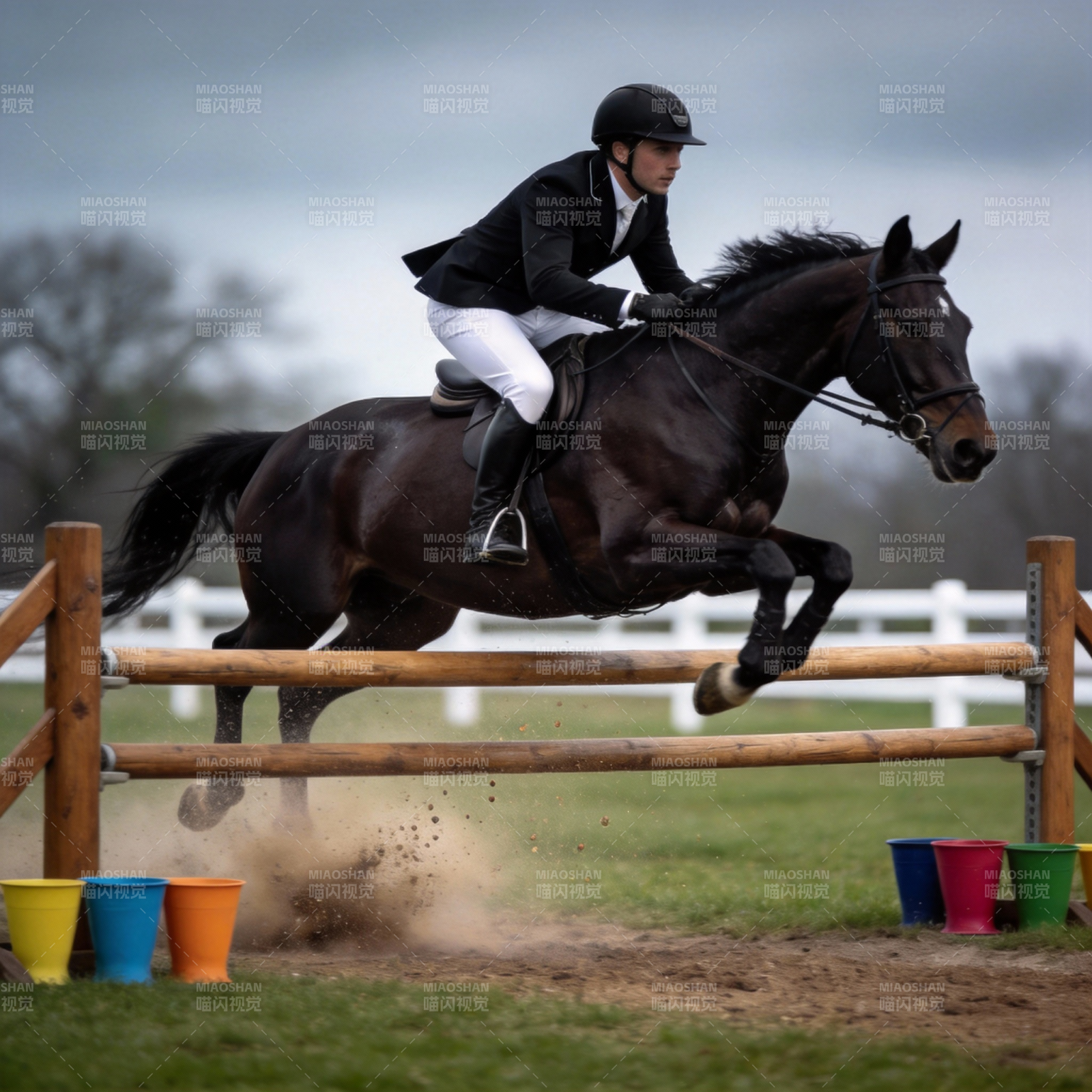 骏马飞跃障碍图片