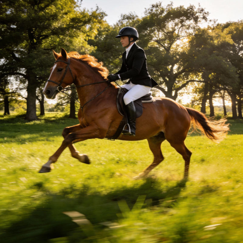 骏马驰骋绿野间图片