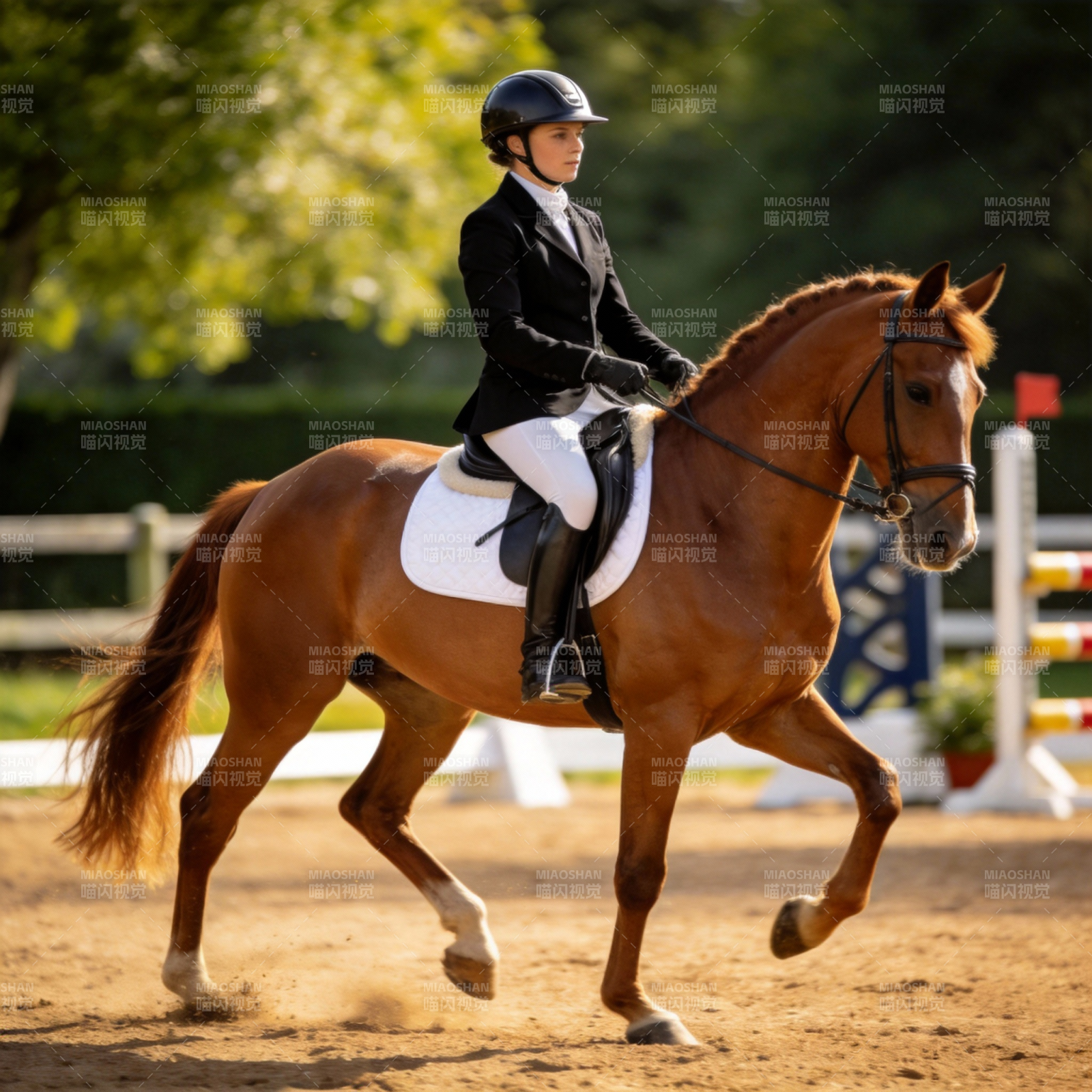 优雅骑手与骏马图片