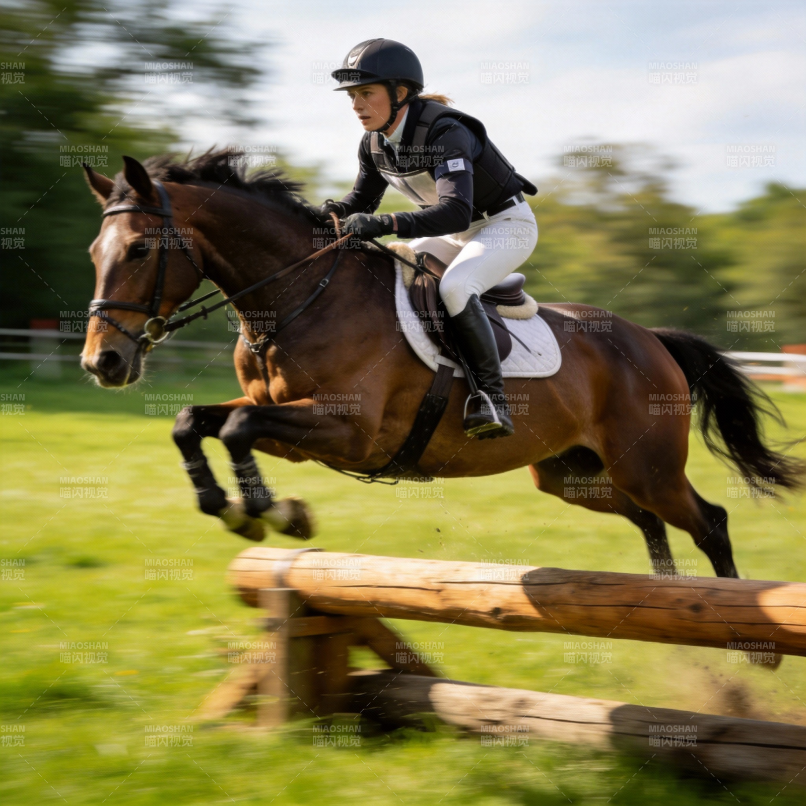 骏马飞跃障碍图片