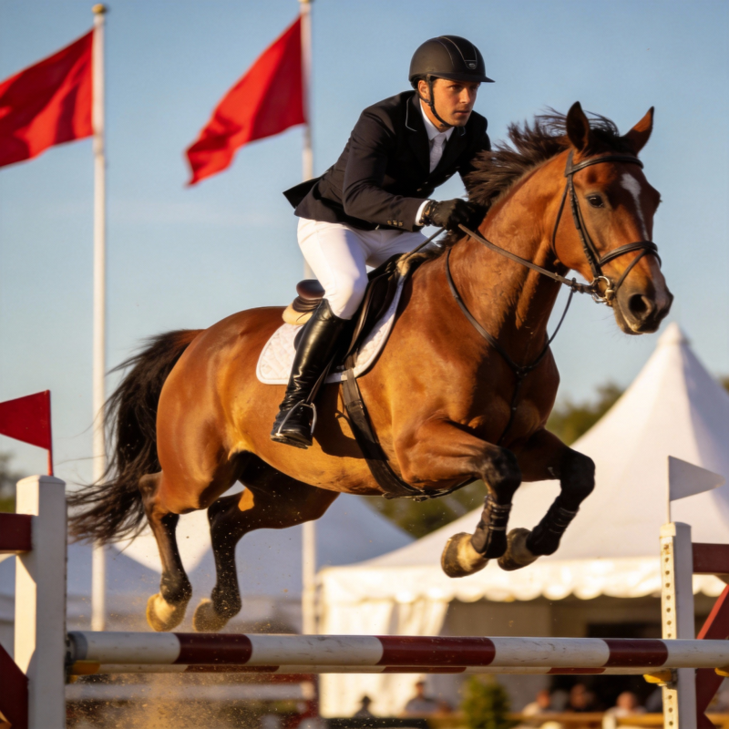 骏马飞跃障碍图片