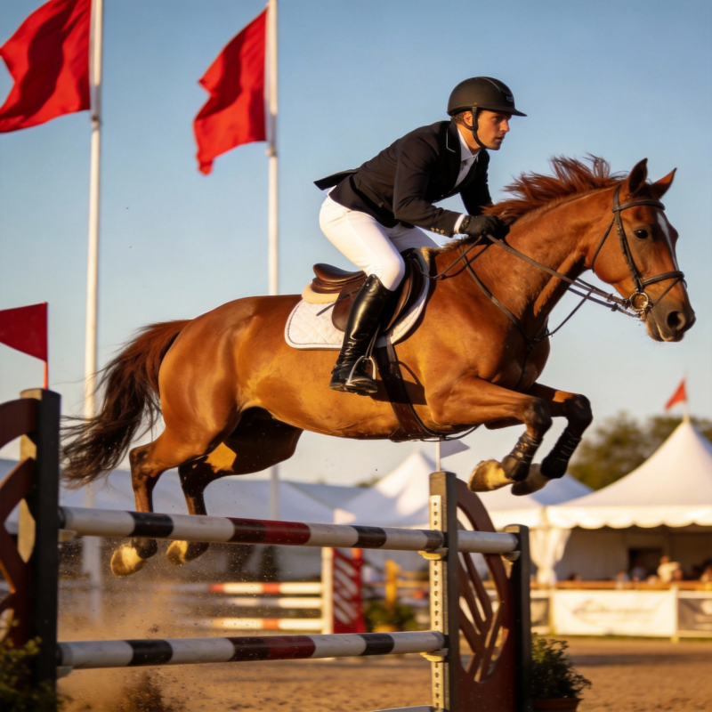 飞跃障碍的骑手图片