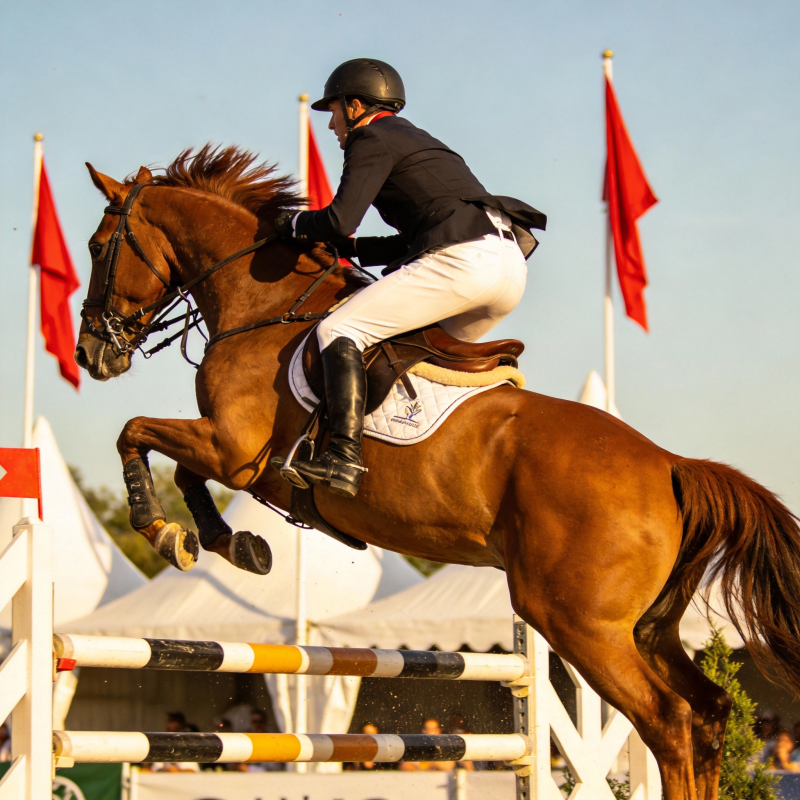 骏马飞跃障碍图片