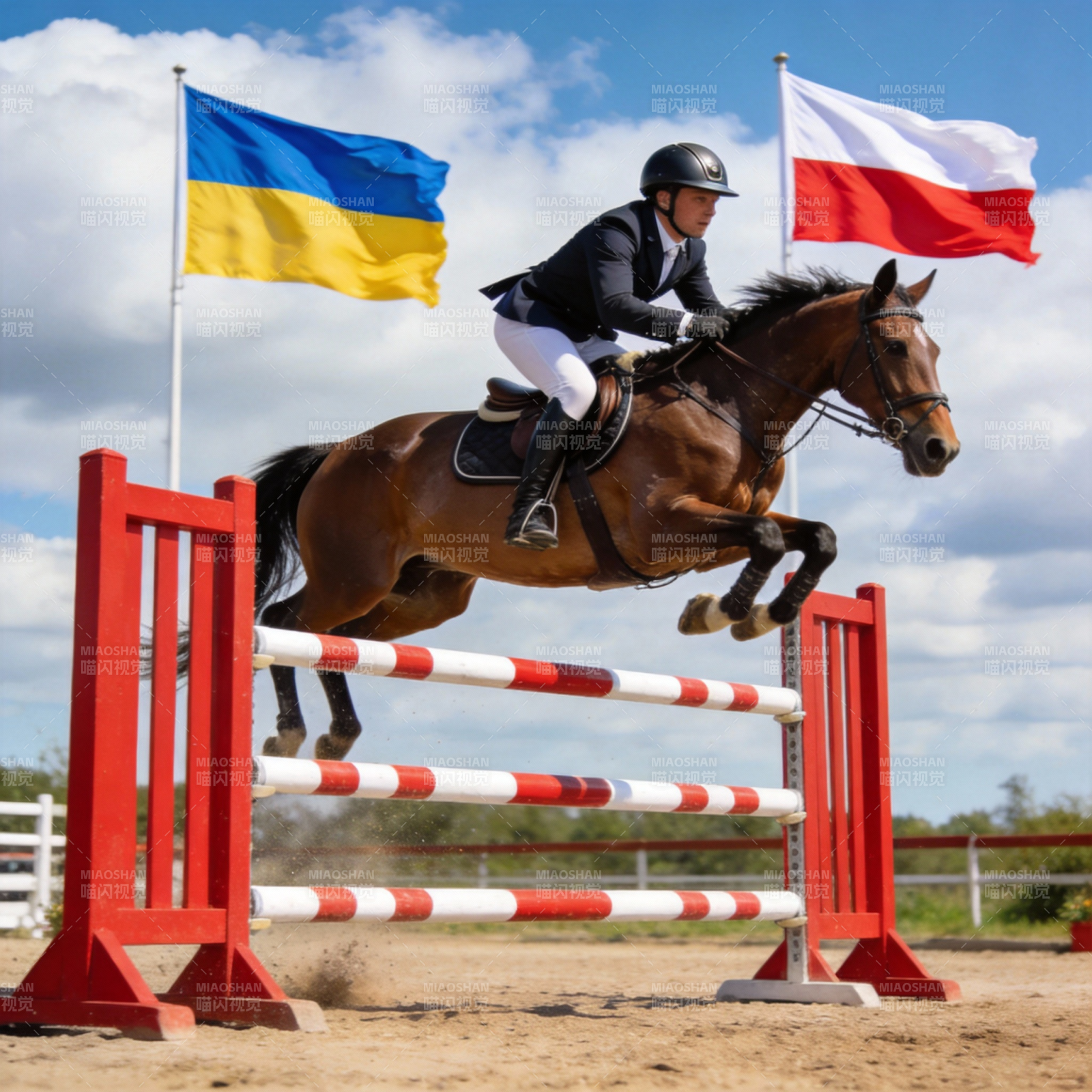 马术飞跃瞬间图片