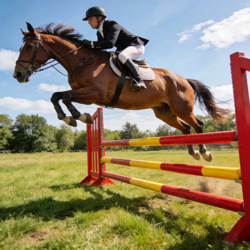 骏马飞跃障碍图片