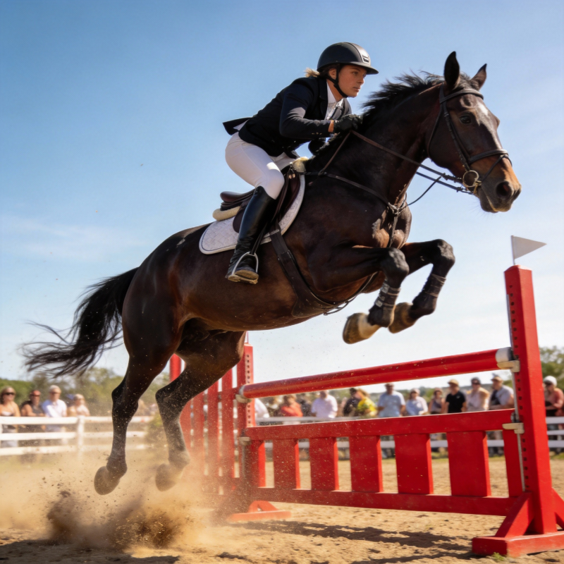 骏马飞跃障碍图片