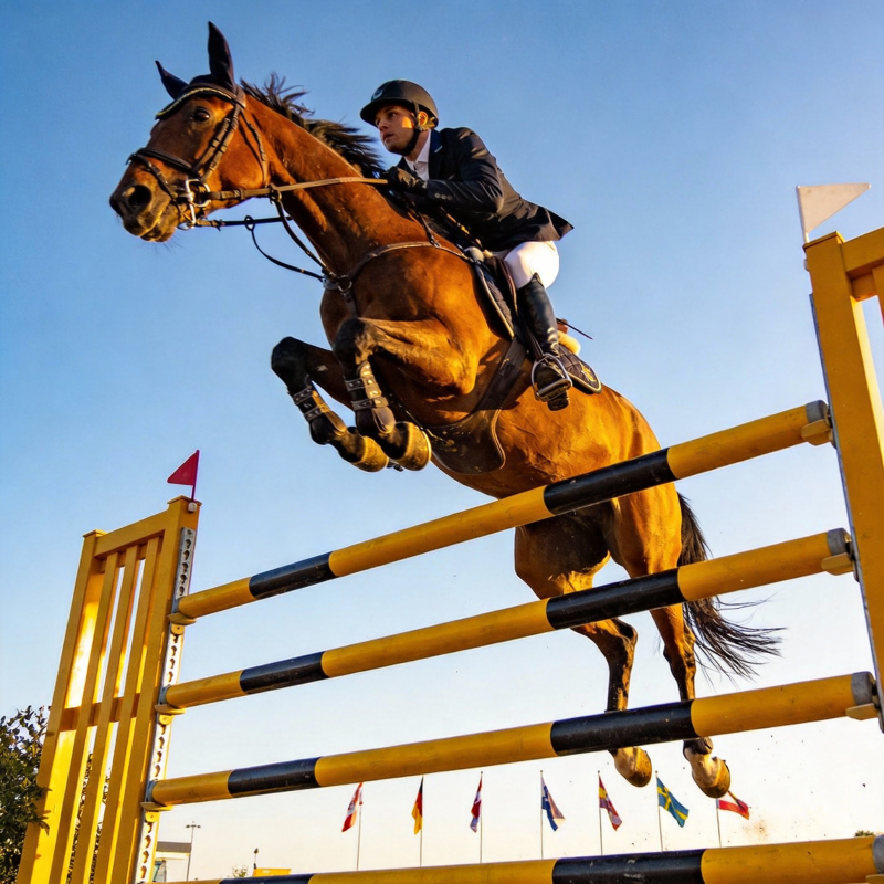 骏马飞跃障碍图片