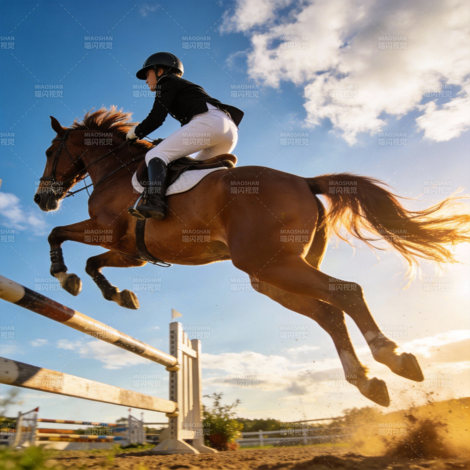 骏马飞跃障碍图片