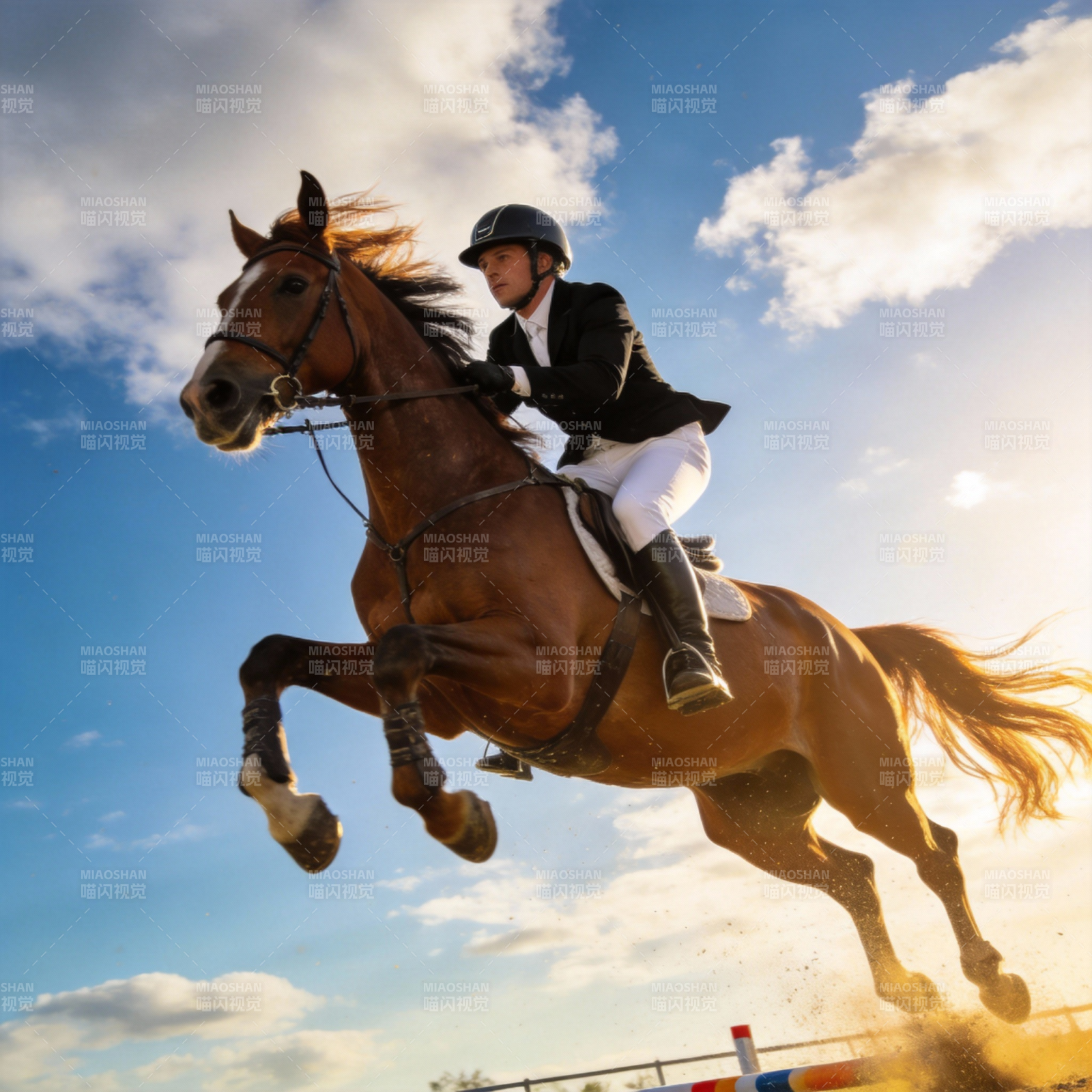 骏马腾空跃障图片