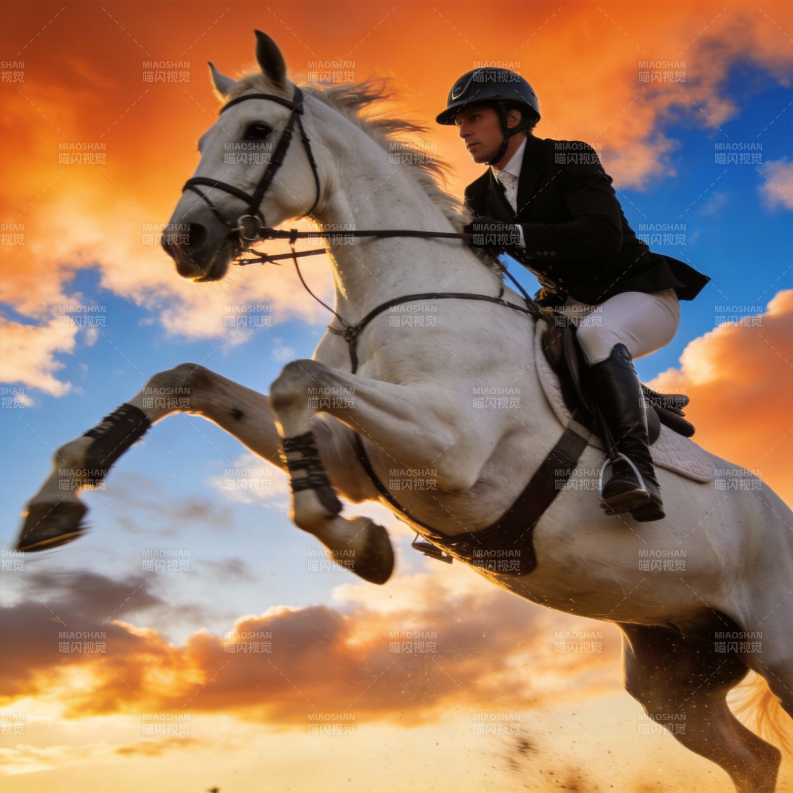 骏马腾空 骑士英姿图片