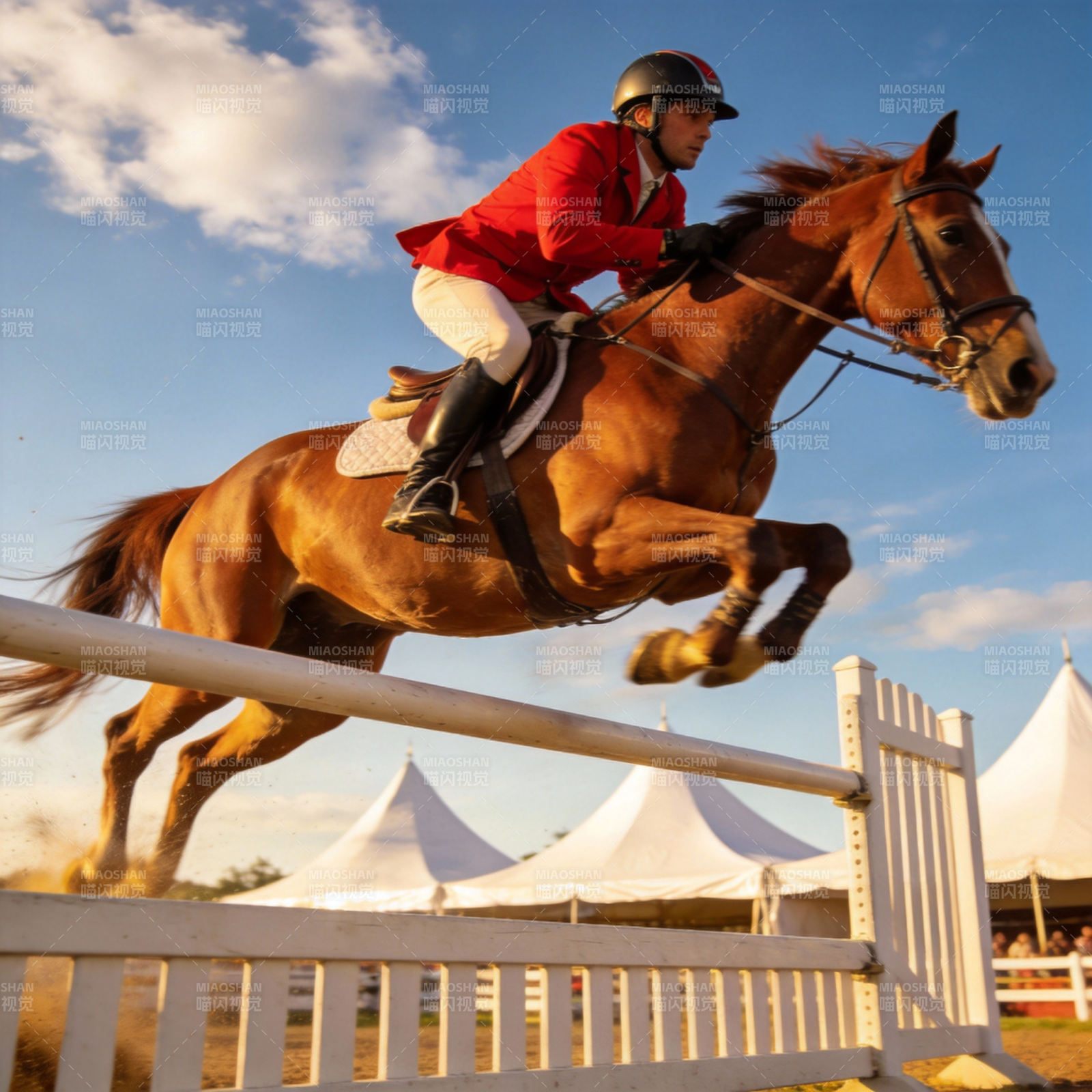 飞跃障碍的骑手图片