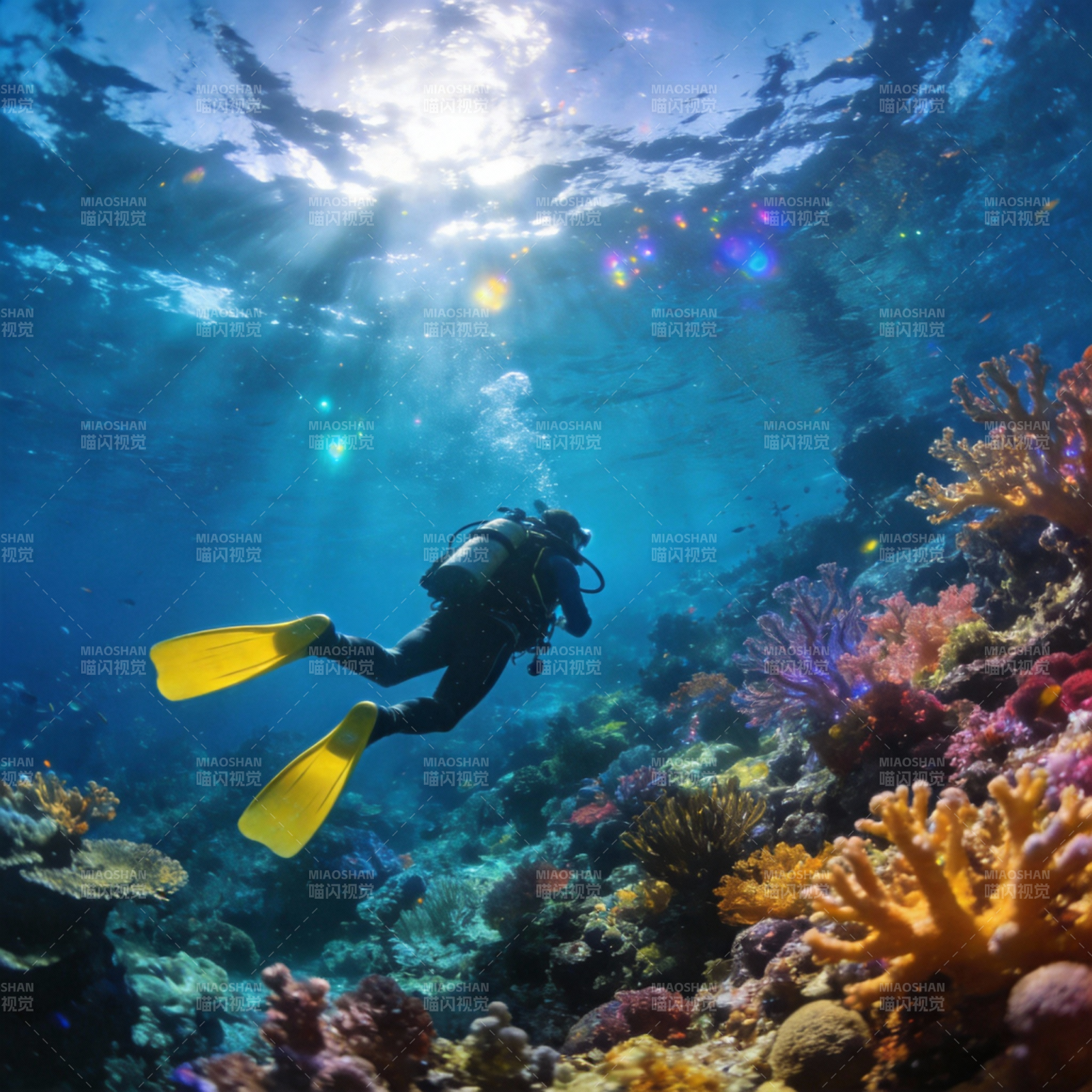 潜游珊瑚礁图片