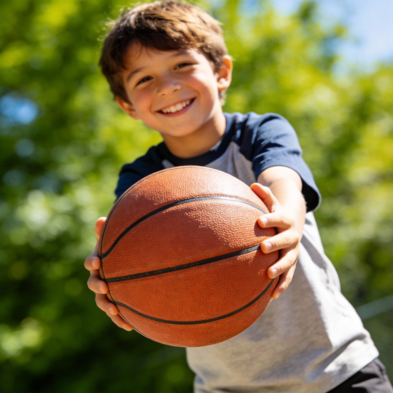 小男孩开心打篮球图片