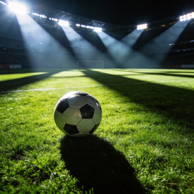 绿茵场上的足球图片