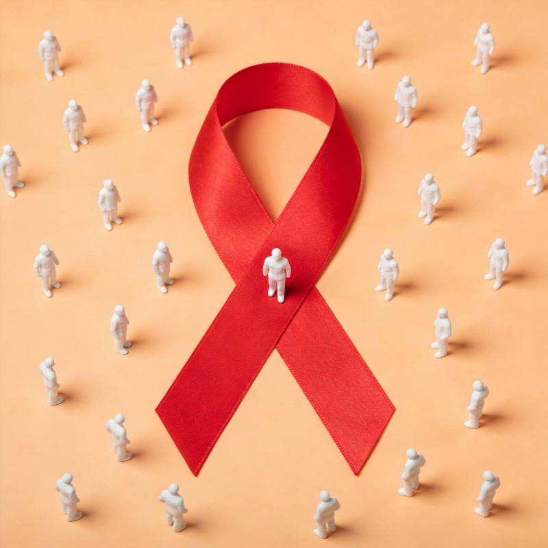 红丝带与人群图片