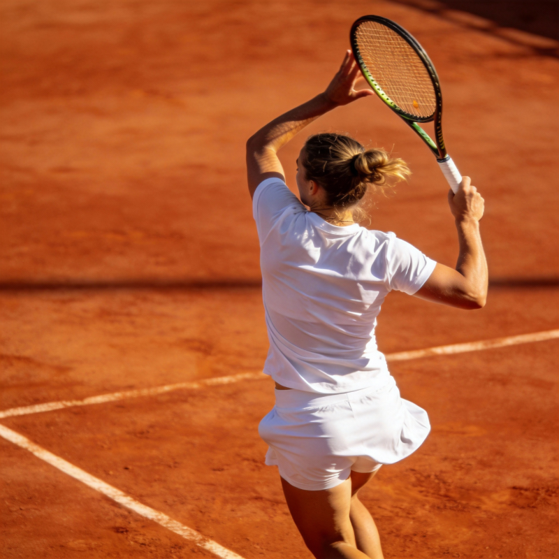 红土上的网球挥拍图片