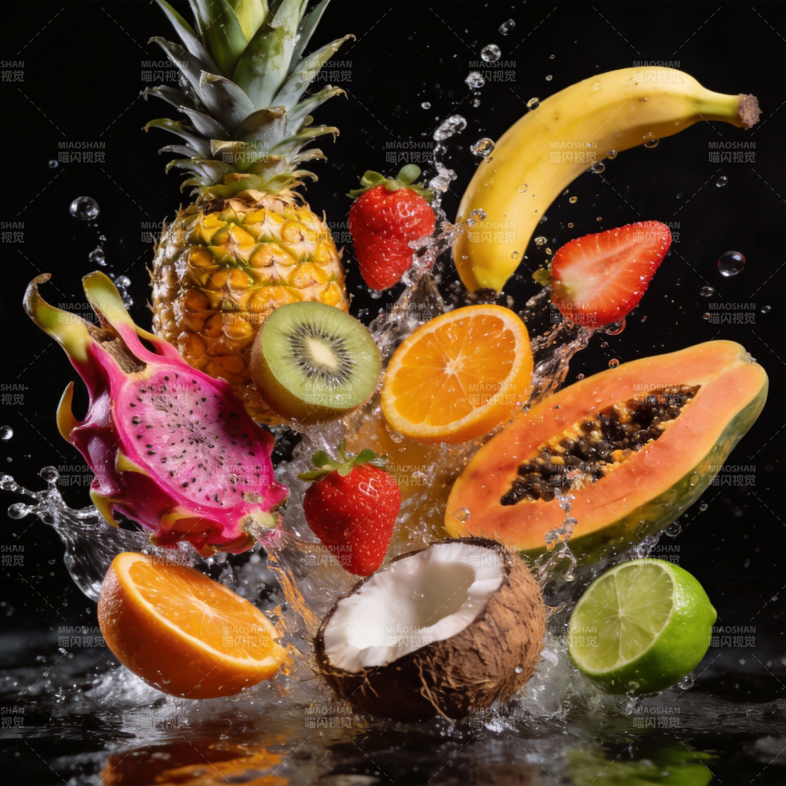 缤纷水果飞溅图片