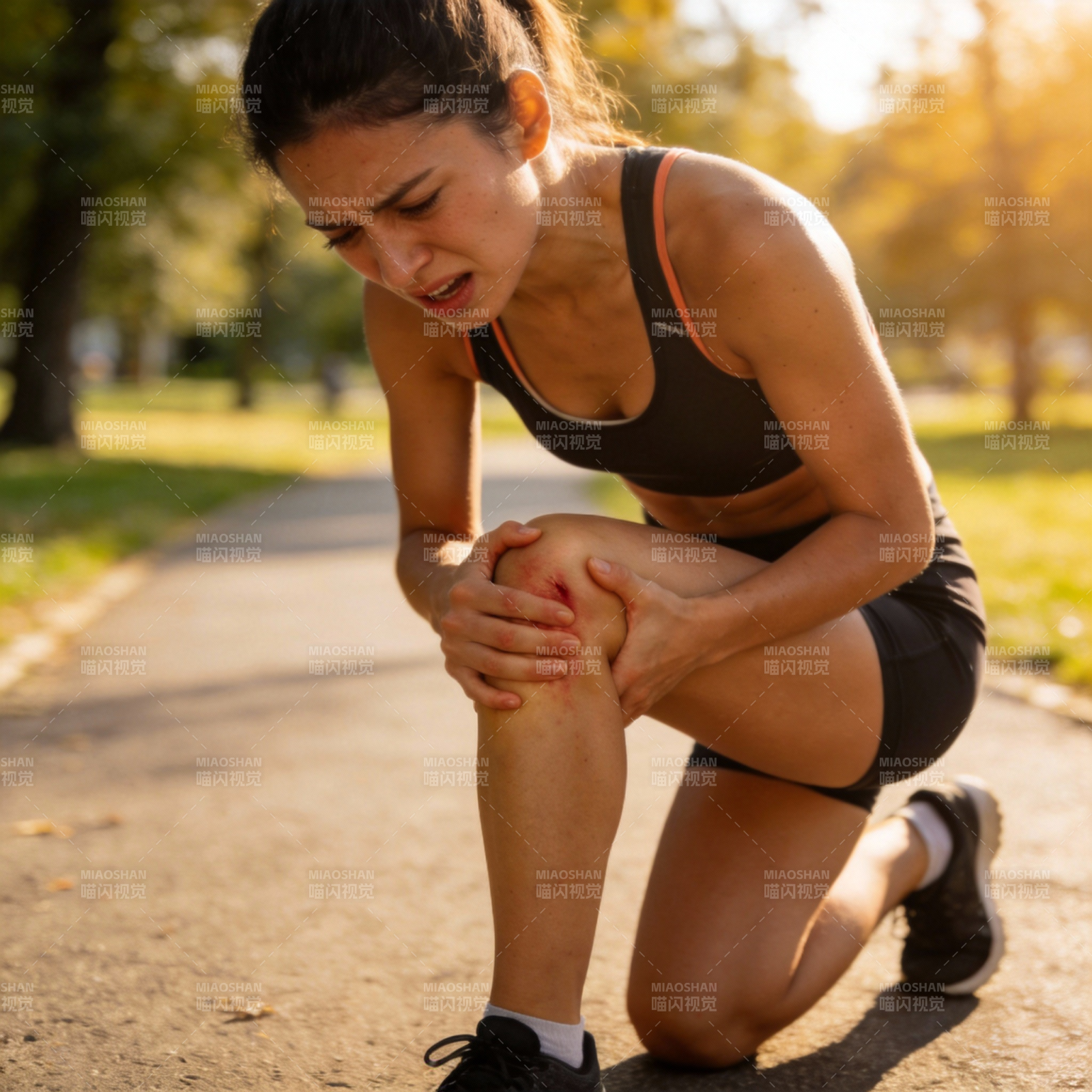 跑步者膝盖受伤图片
