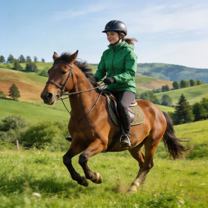 骑马驰骋绿野图片