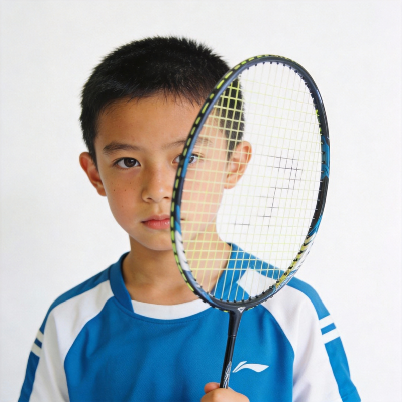 少年持拍 专注凝视图片