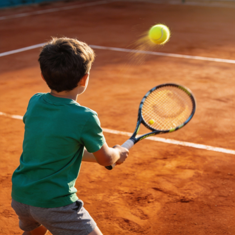 少年挥拍击网球图片