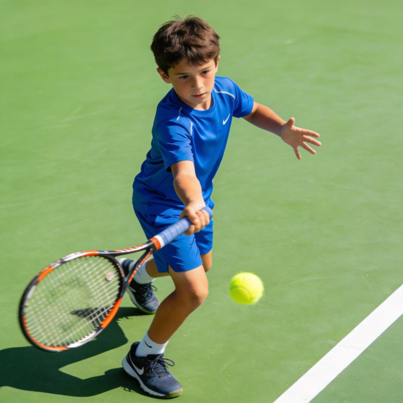 少年挥拍击网球图片