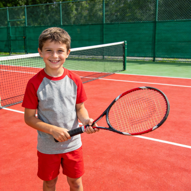 小球员网球场微笑图片