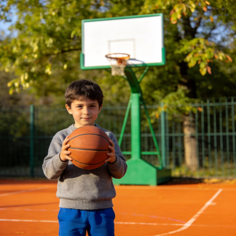 少年篮球场上的笑容图片