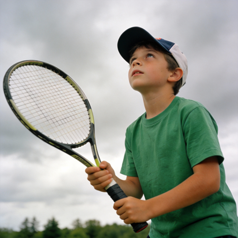 少年挥拍打网球图片