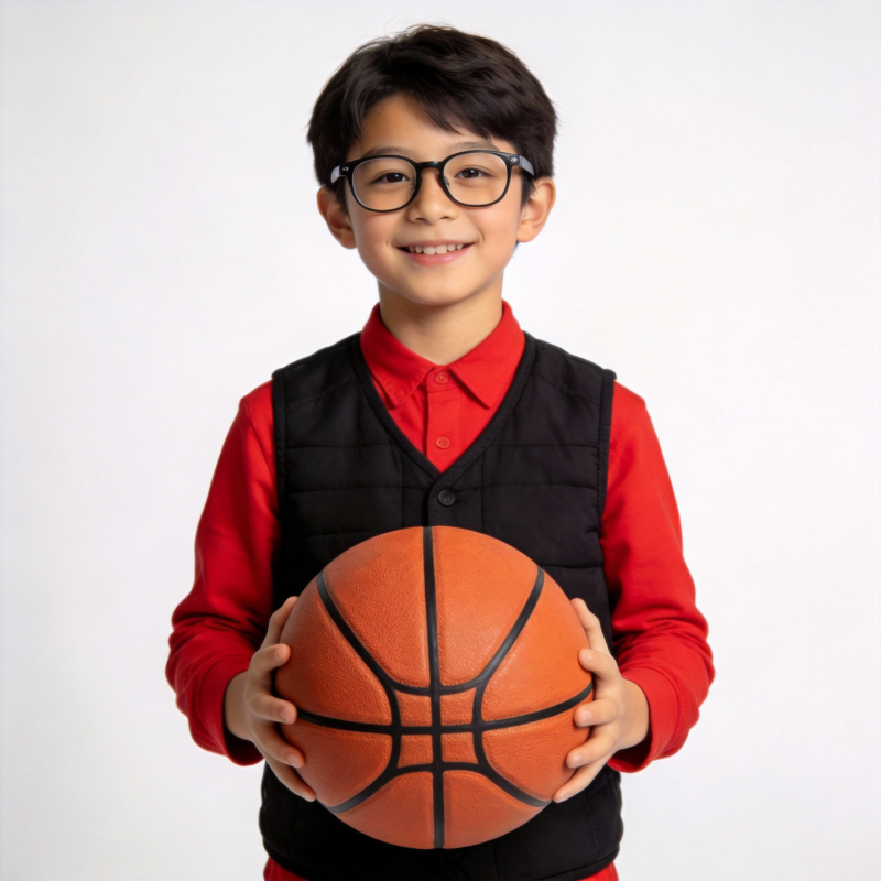 男孩持篮球微笑图片