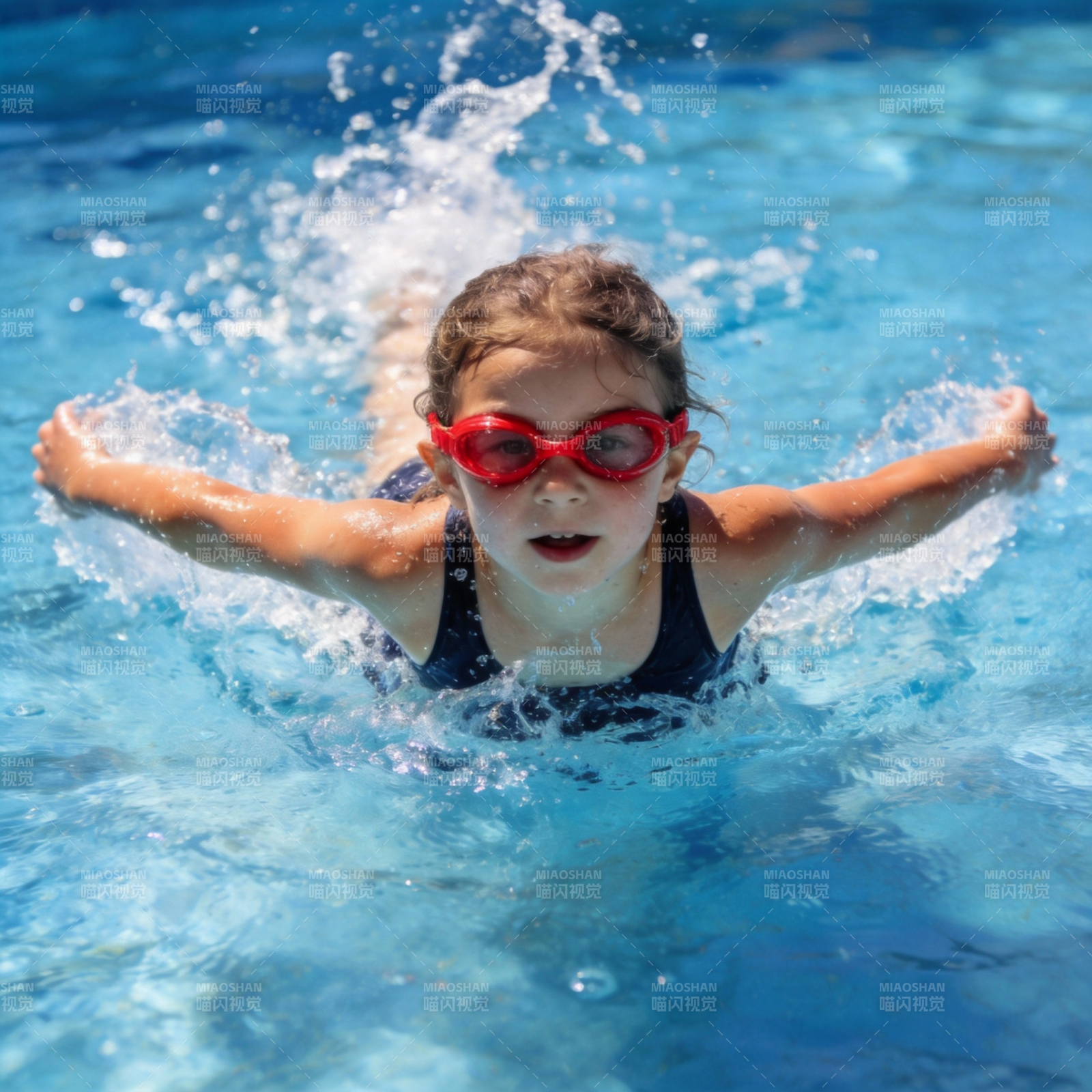 泳池中的小女孩图片