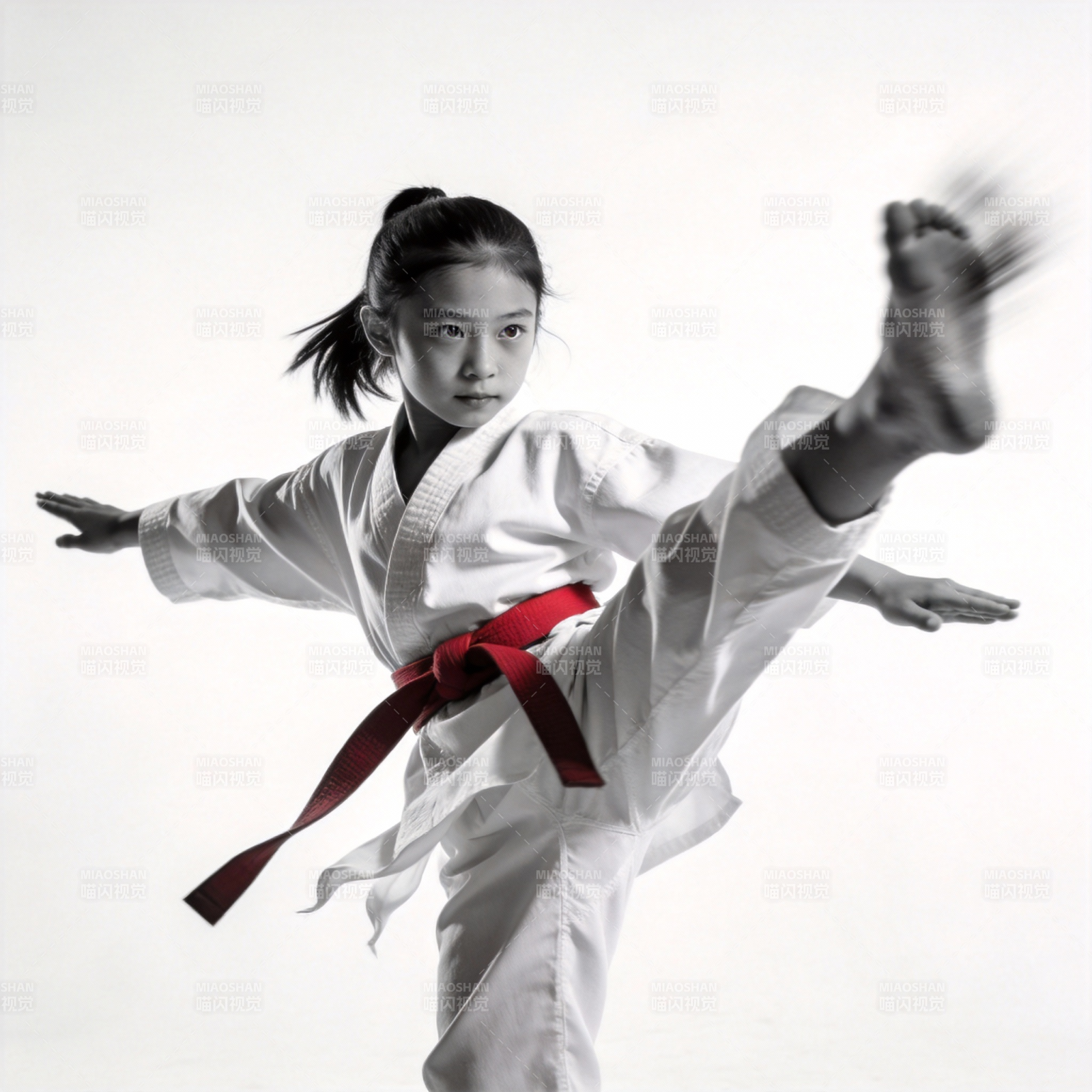 少女空手道踢腿图片