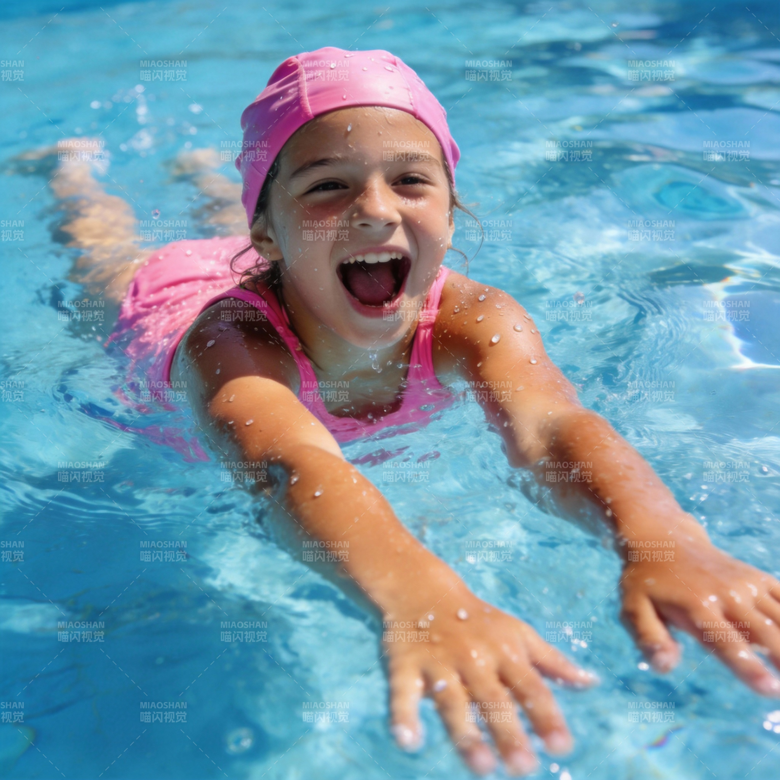 小女孩水中畅游图片