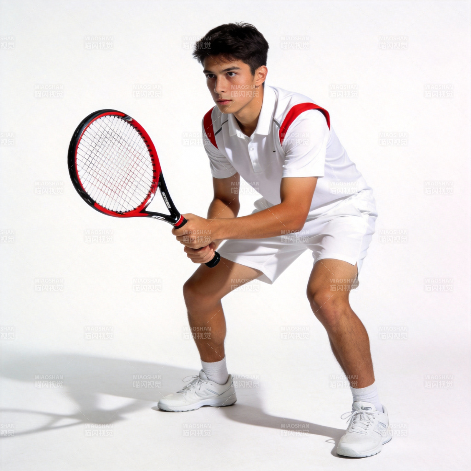 网球运动员准备击球图片