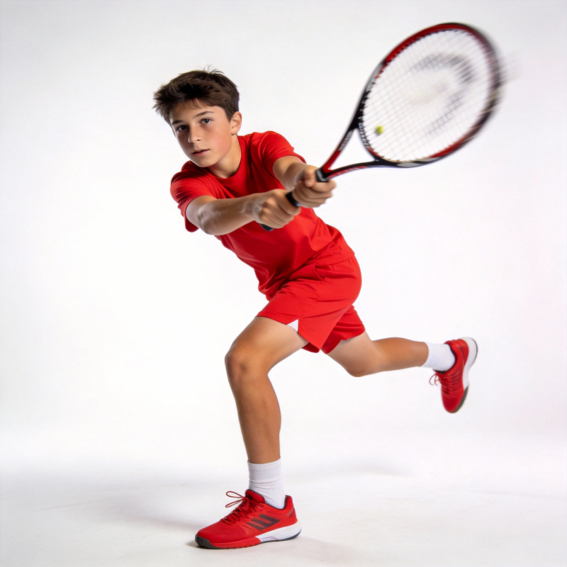 少年挥拍击球瞬间图片