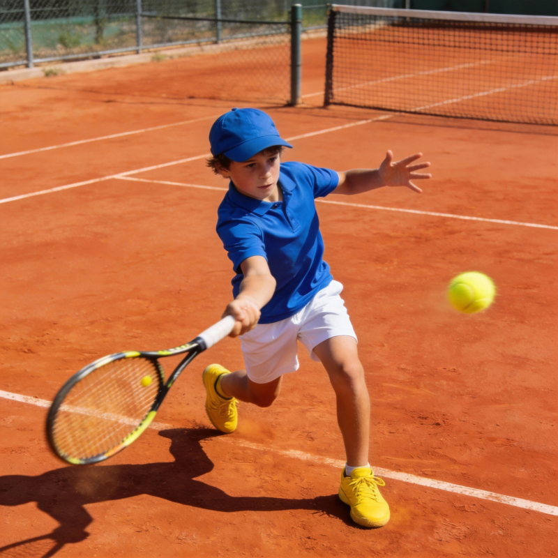 少年挥拍击网球图片