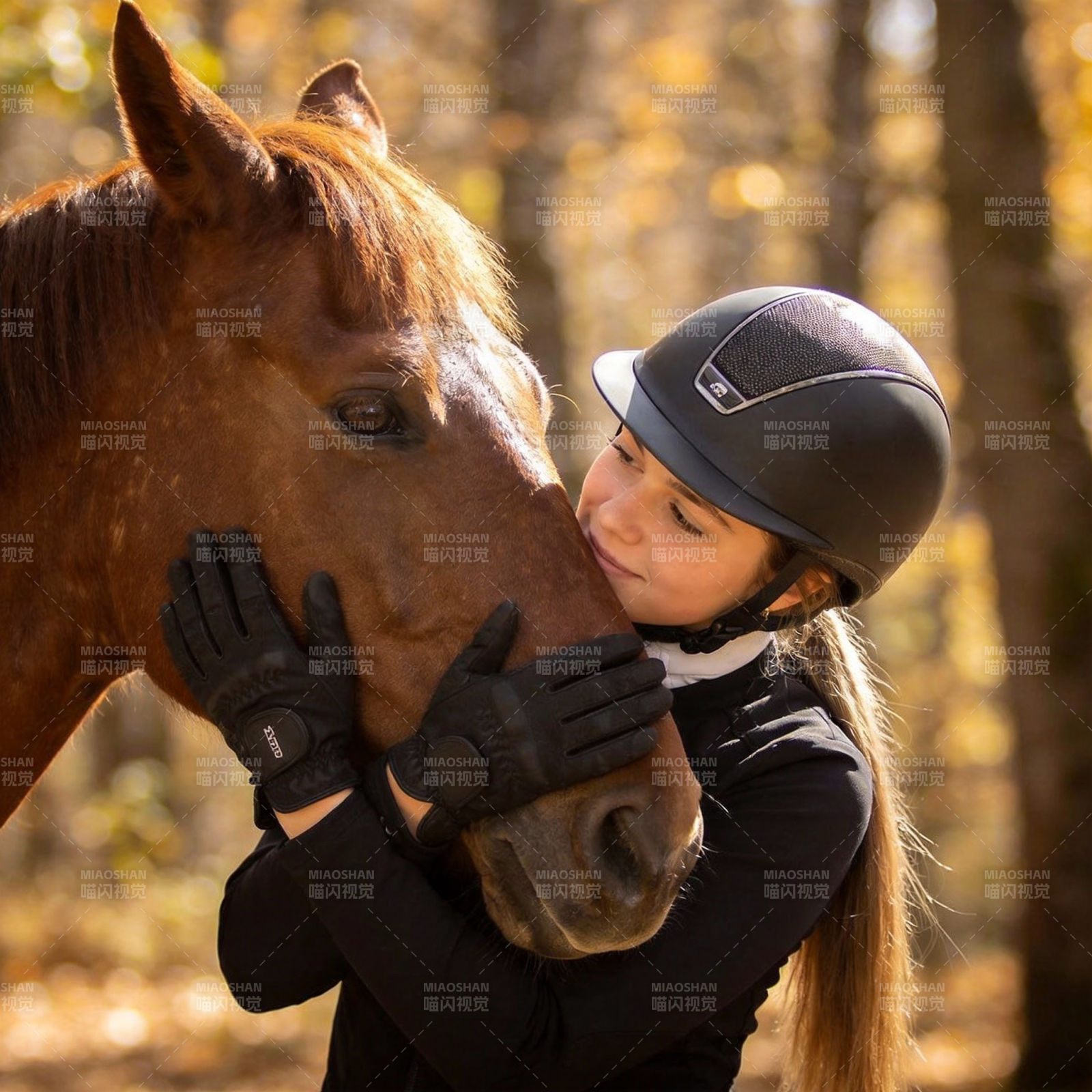 骑手与马的温馨瞬间图片