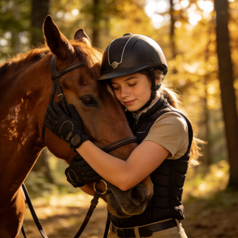 骑手与马的温馨时刻图片