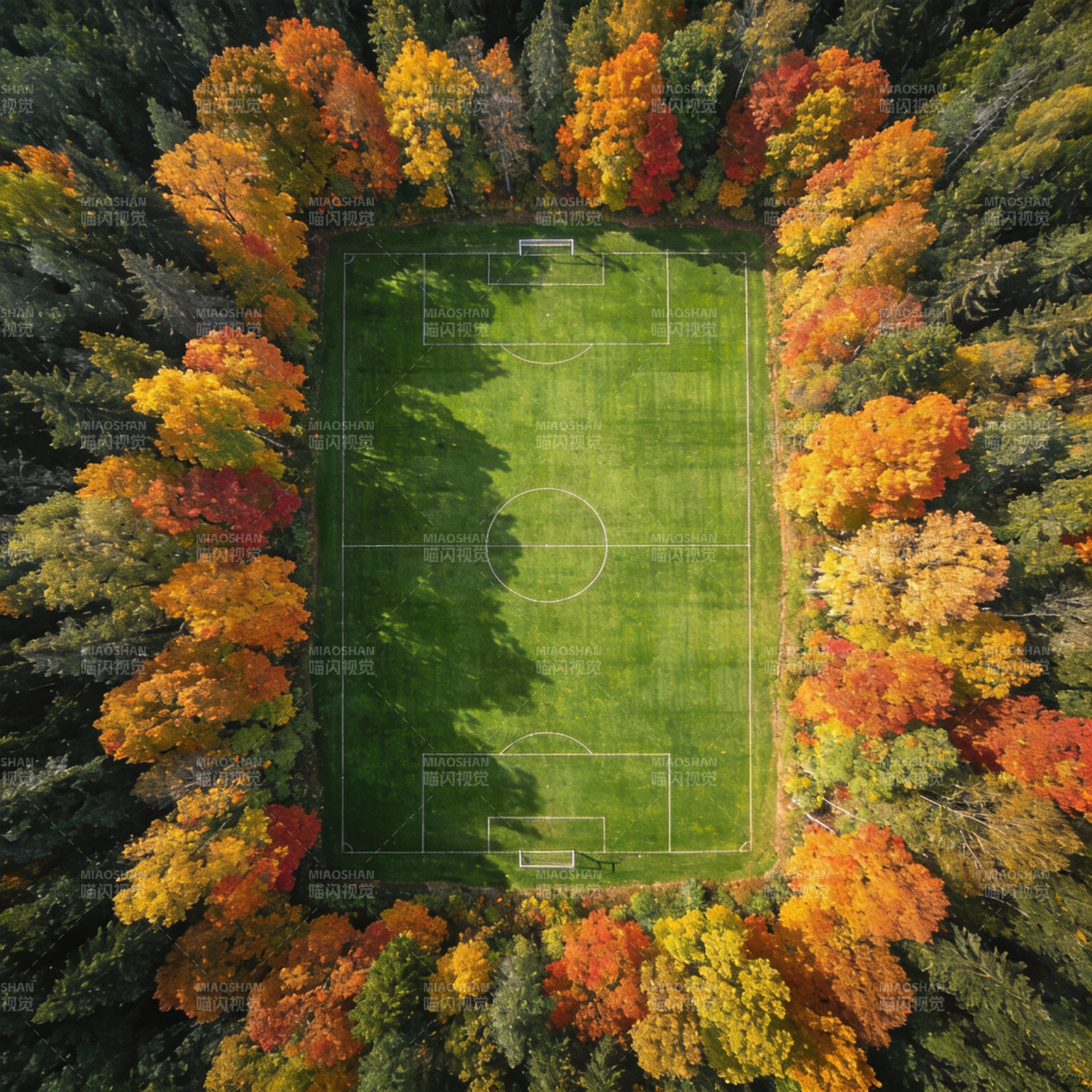 秋林中的绿茵场图片