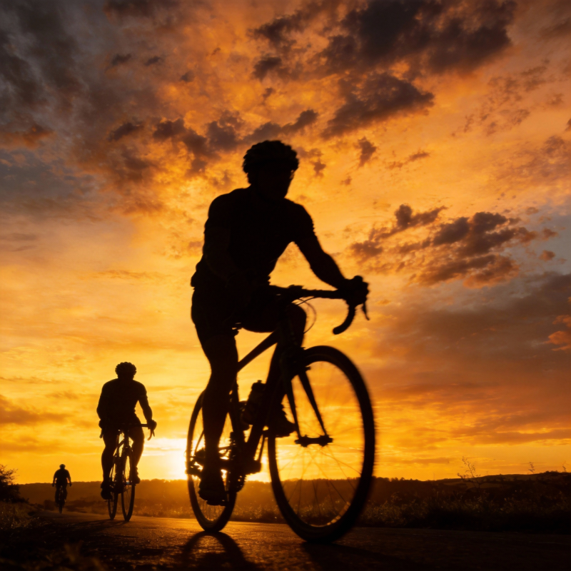 夕阳下的骑行者图片