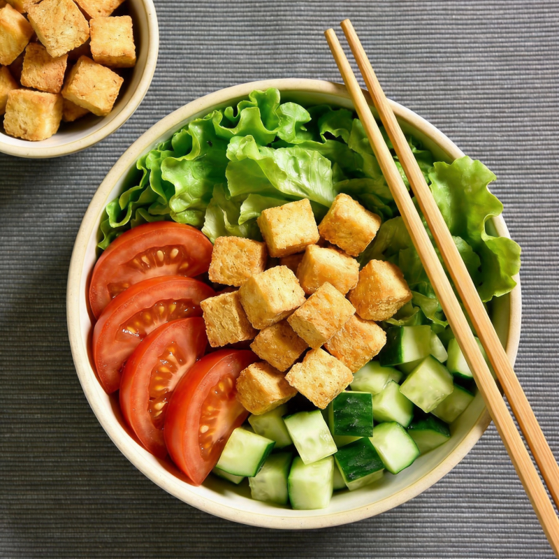 清爽蔬菜豆腐碗图片