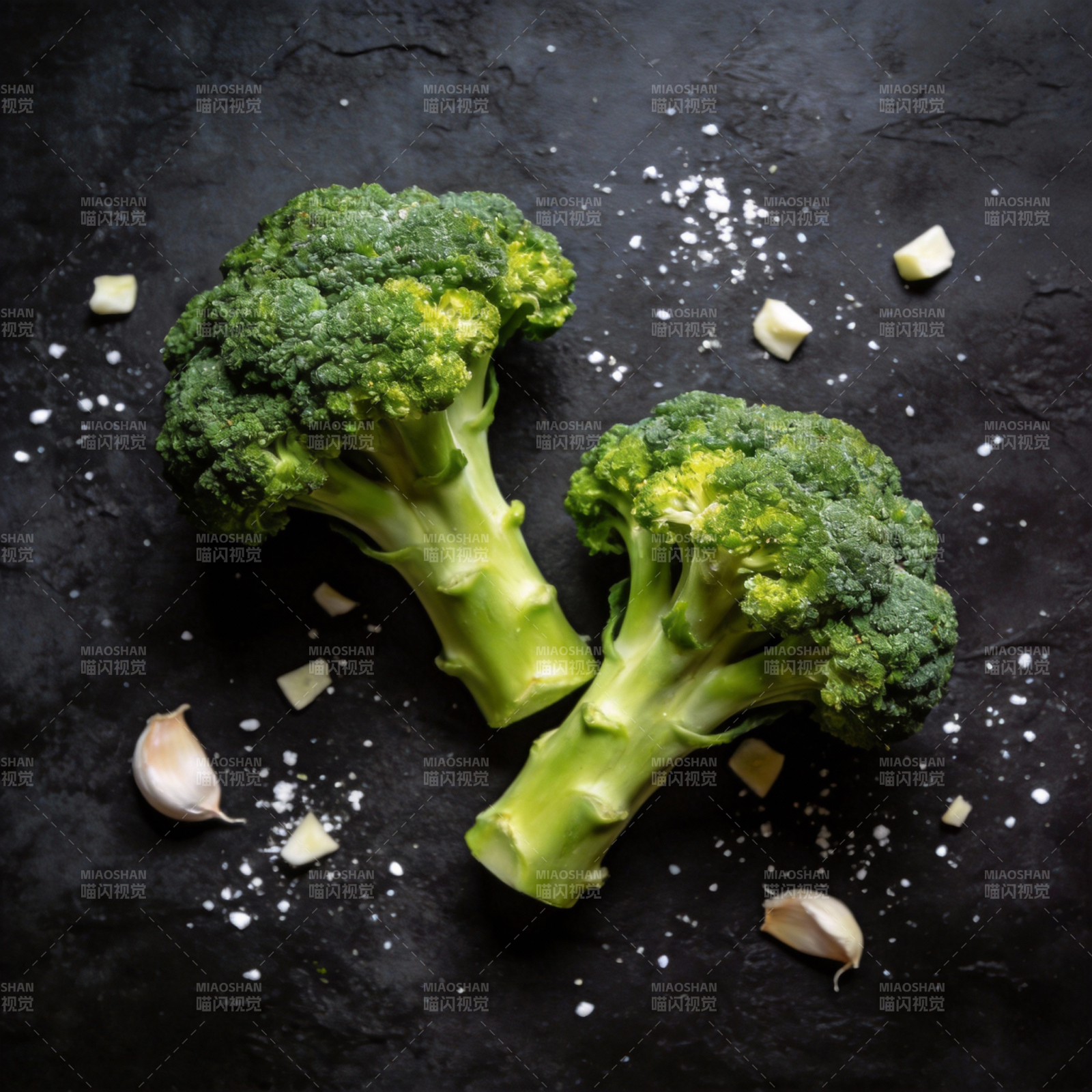西兰花与蒜瓣图片