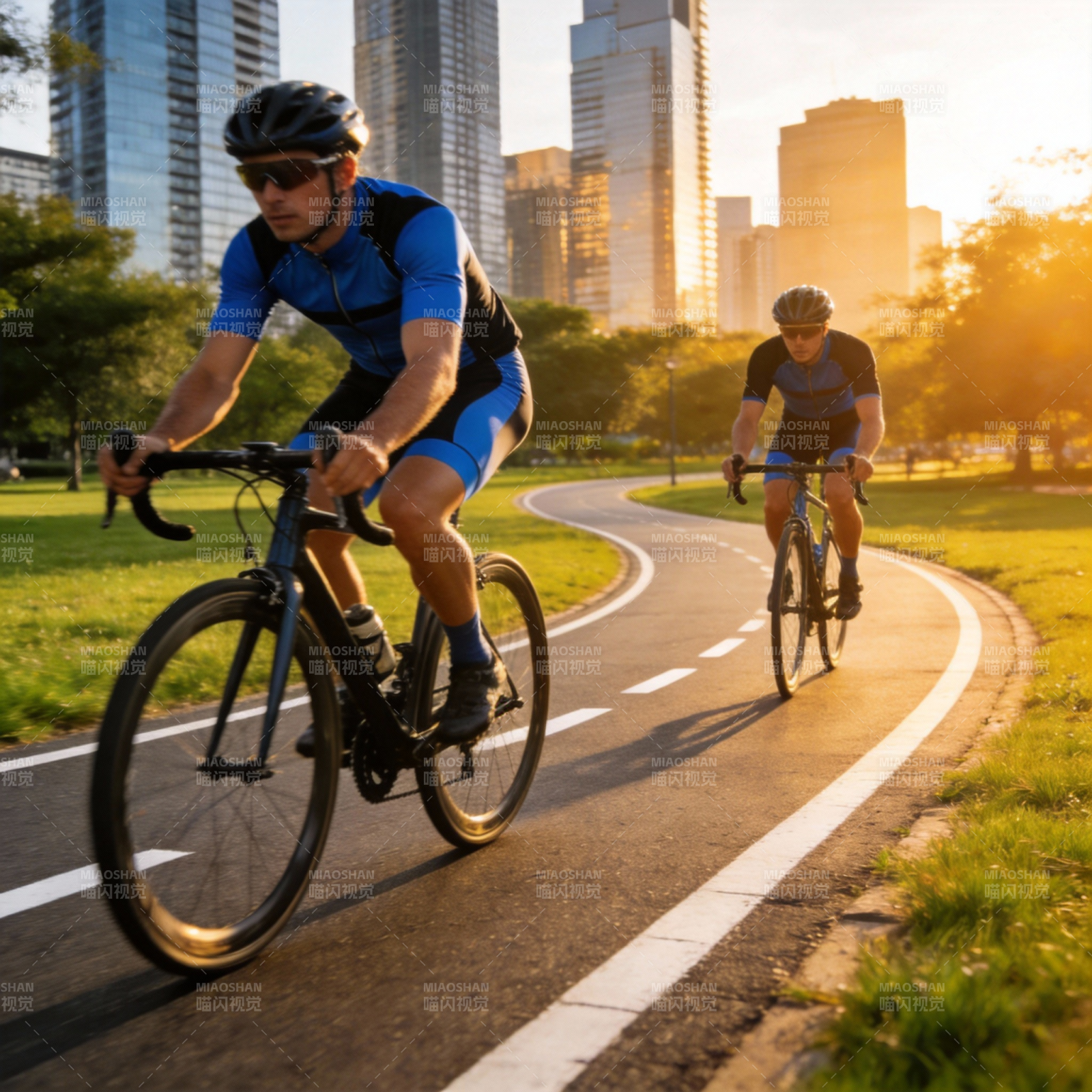 城市骑行 畅享晨光图片