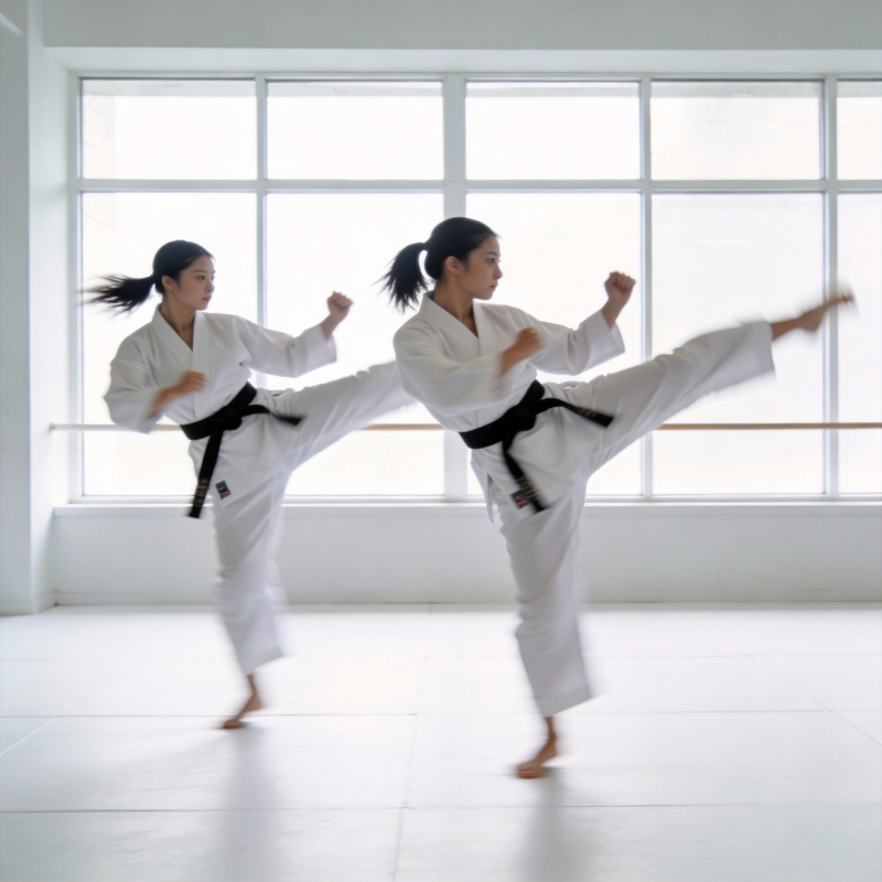 双人空手道踢腿图片