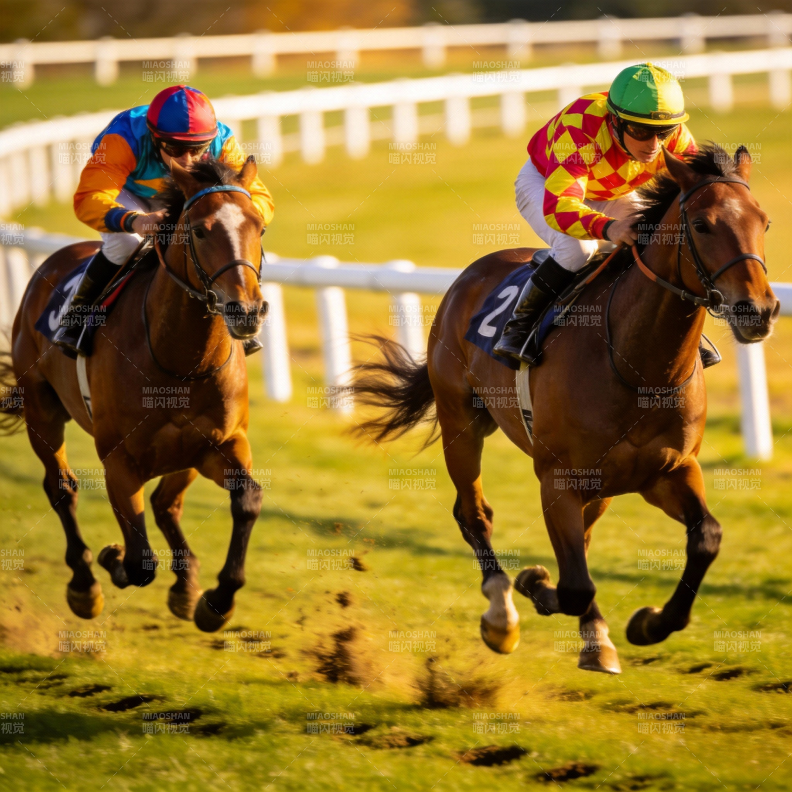 赛马激烈竞速图片