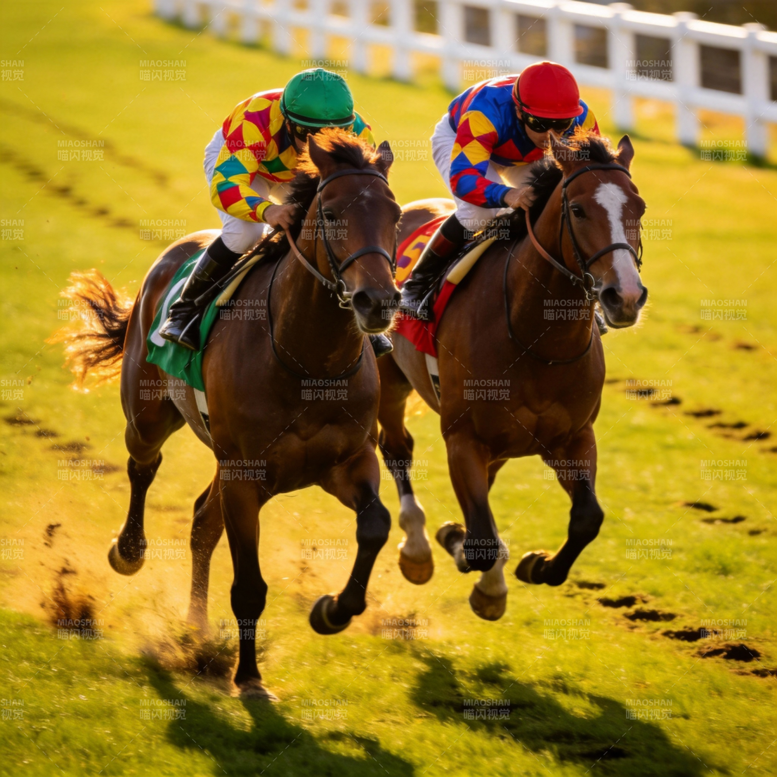 赛马激烈竞速图片